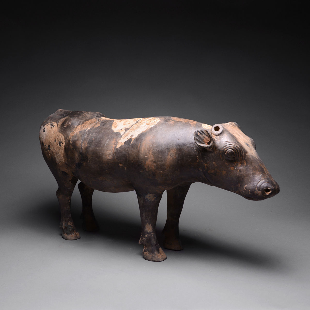 Western Han Terracotta Sculpture of a Spotted Ox, 206 BCE - 9 CE