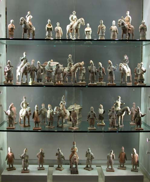 Ming Fifty Piece Painted Terracotta Processional Set, 1368 CE - 1644 CE