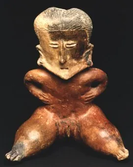 Chinesco Style (Type D) Nayarit Terracotta Sculpture of a Seated Woman, 300 BCE - 300 CE