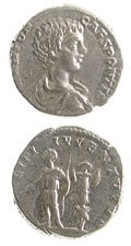 Silver Denarius of Caracalla Struck While Caesar, 196 CE - 198 CE