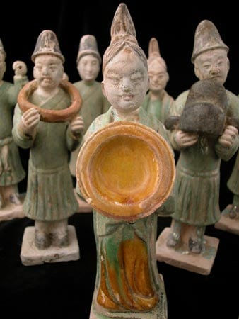 Set of Nine Ming Glazed and Painted Terracotta Attendants, 1368 CE - 1644 CE