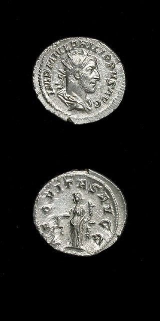 Silver Antoninianus of Emperor Philip I the Arab, 244 CE - 249 CE