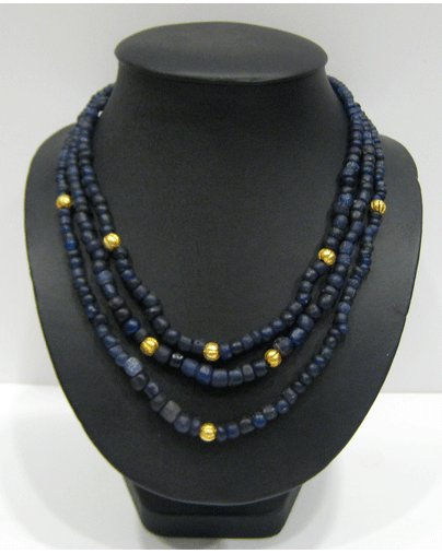 Dark Blue Glass Bead Necklace, 100 CE - 1200 CE