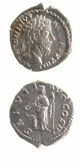 Silver Denarius of Emperor Marcus Aurelius, 161 CE - 180 CE