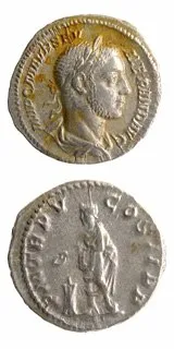 Silver Denarius of Emperor Severus Alexander, 222 CE - 228 CE