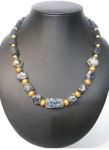 Glass and Gold Beaded Necklace