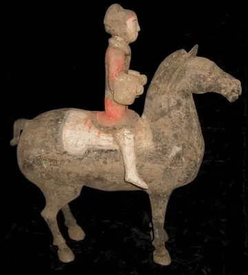 Han Polychrome Horse and Rider, 206 BCE - 220 CE