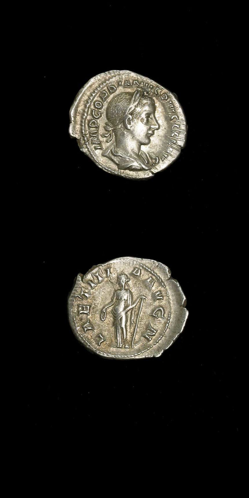 Silver Denarius of Emperor Gordian III, 240 CE - 244 CE