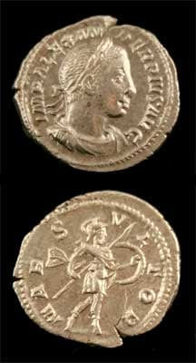 Roman Silver Denarius of Emperor Severus Alexander, 231 CE - 235 CE