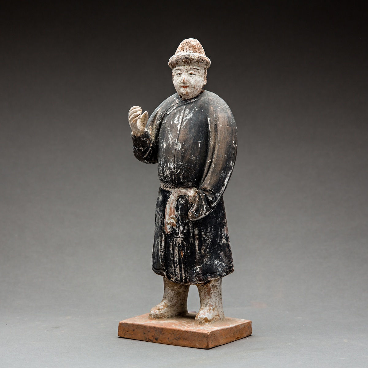 Ming Painted Terracotta Set Consisting of Five Figures and Four Horse and Riders, 1368 CE - 1644 CE