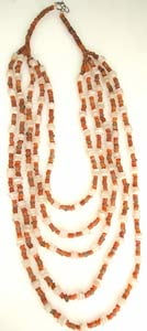 Carnelian, Rock Crystal and Brown Quartz Necklace, 3300 BCE - 2300 BCE