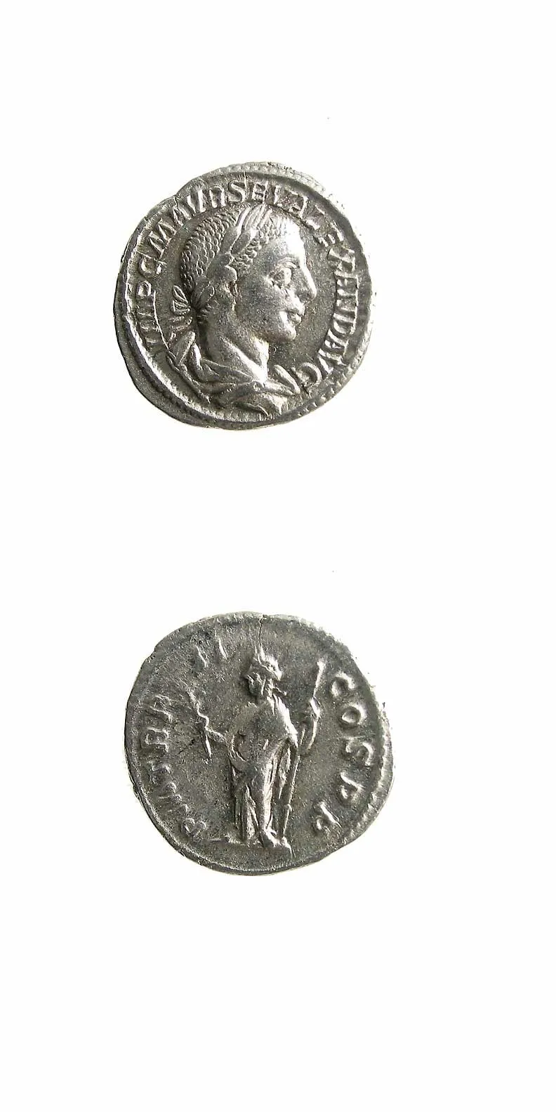 Silver Denarius of Emperor Severus Alexander, 222 CE - 228 CE