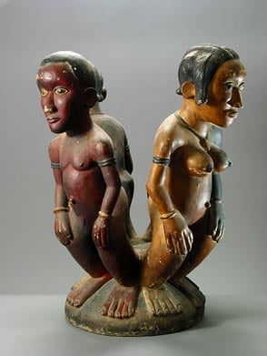 Baga Wooden Polychrome Sign Post, 20th Century CE