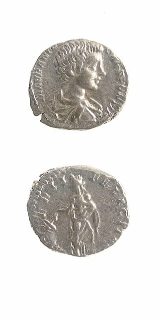 Silver Denarius of Caracalla Struck While Caesar, 196 CE - 198 CE