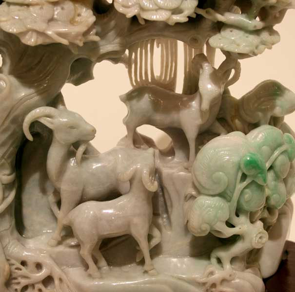 Jade Sculpture Depicting Goats Under a Tree, 20th Century CE