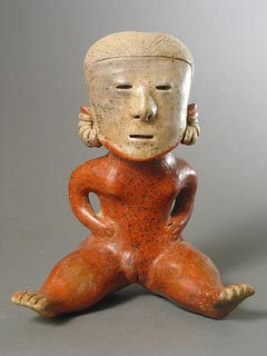 Chinesco Style (Type D) Nayarit Terracotta Sculpture of a Seated Woman, 300 BCE - 300 CE