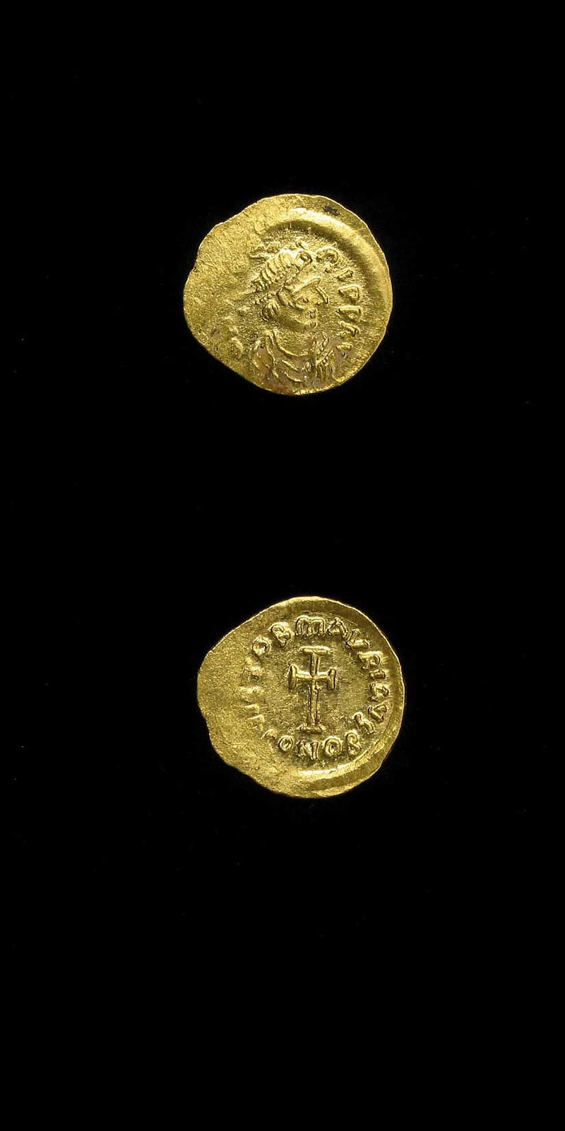 Byzantine Gold Tremissis of Emperor Maurice Tiberius, 582 CE - 602 CE