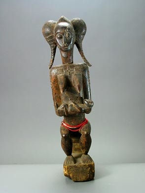 Baule Wooden Sculpture of a Mother and Child, 20th Century CE
