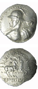 Bactrian Silver Tetradrachm of King Eukratides I, 171 BCE - 145 BCE