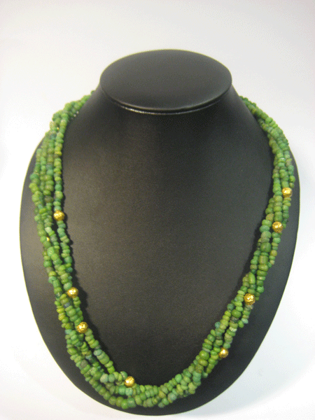 Green Glass Bead Necklace, 100 CE - 1200 CE