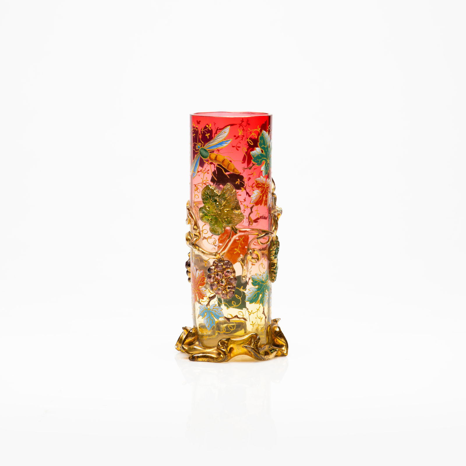 Moser Glass Vase with Decoration, 19th Century