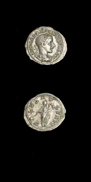 Silver Denarius of Emperor Gordian III, 240 CE - 244 CE