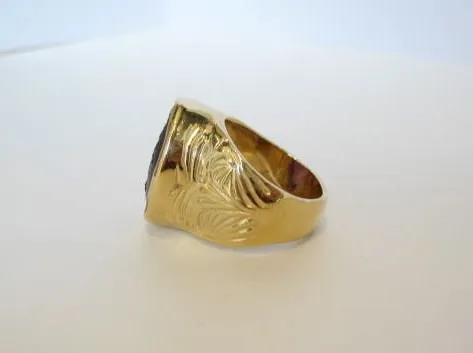 Gold RIng with Classical Revival Amethyst Intaglio of a Bearded Man, 1700 CE - 1900 CE