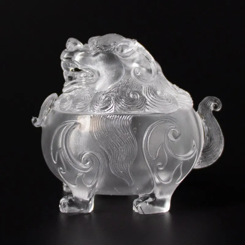 Cast glass incense burner depicting a mythological beast , 1644-1912 CE