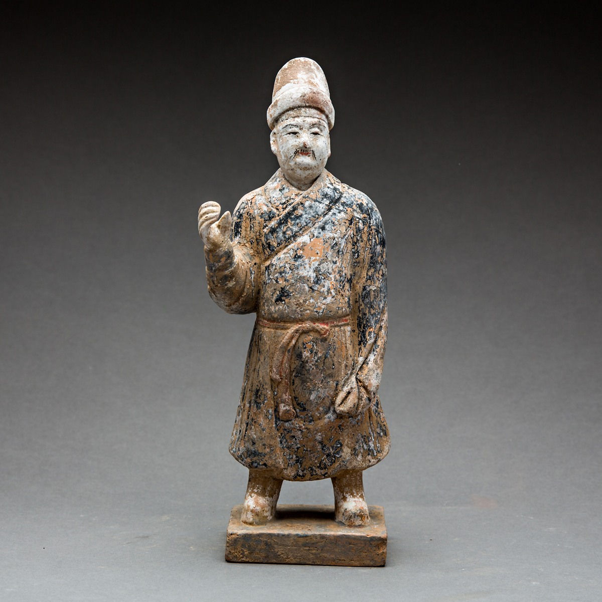 Ming Painted Terracotta Set Consisting of Five Figures and Four Horse and Riders, 1368 CE - 1644 CE