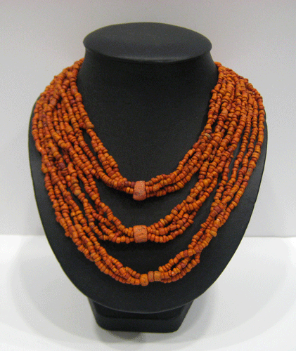 Coral Glass Bead Necklace, 100 CE - 1200 CE