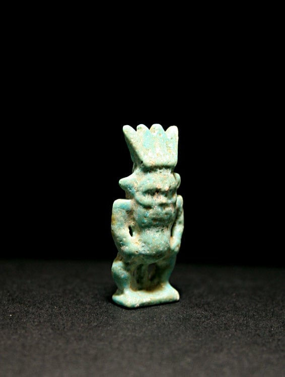 New Kingdom Faience Amulet of Bes, 1600 BCE - 600 BCE