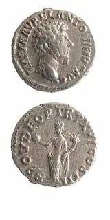 Silver Denarius of Emperor Marcus Aurelius, 161 CE - 180 CE