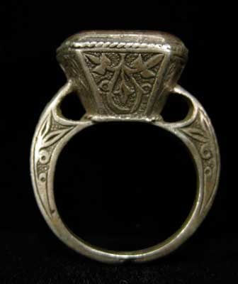 Carnelian Seal of a Bird Set in a Silver Ring