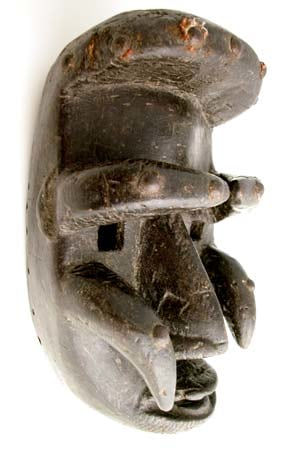 Bete Wooden Face Mask with Metal Tacks, 20th Century CE