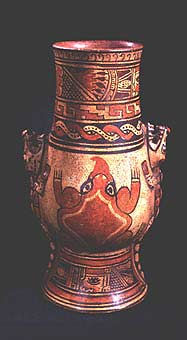 Tall Polychrome Alligator and Frog Vessel, 1000 CE - 1550 CE