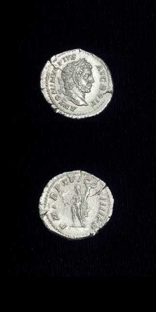 Silver Denarius of Emperor Caracalla, 210 CE - 213 CE