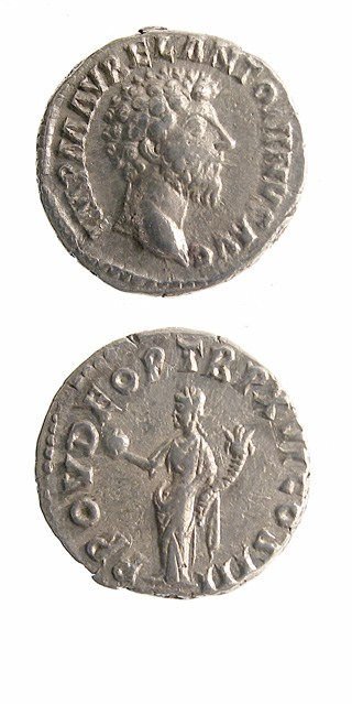 Silver Denarius of Emperor Marcus Aurelius, 161 CE - 180 CE