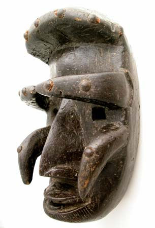 Bete Wooden Face Mask with Metal Tacks, 20th Century CE