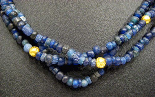 Dark Blue Glass Bead Necklace, 100 CE - 1200 CE