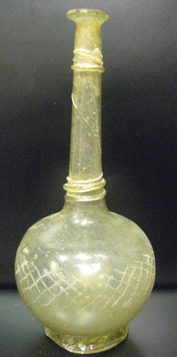Translucent Yellow-Green Bottle, 1100 CE - 1200 CE