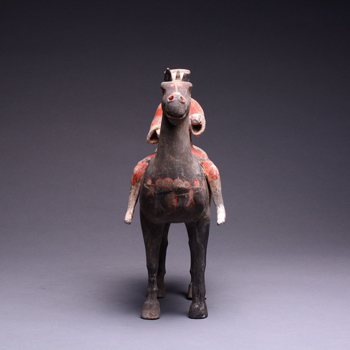Han Polychrome Horse and Rider, 206 BCE - 220 CE