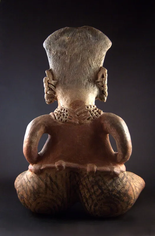 Chinesco Style (Type D) Nayarit Terracotta Sculpture of a Seated Woman, 300 BCE - 300 CE