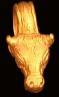 Hellenistic Gold Pendant in the Form of a Bull's Head, 300 BCE - 100 CE