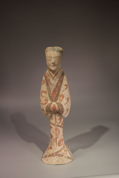 Western Han period terracotta figurine of a court attendant, 206 BCE - 9 BCE