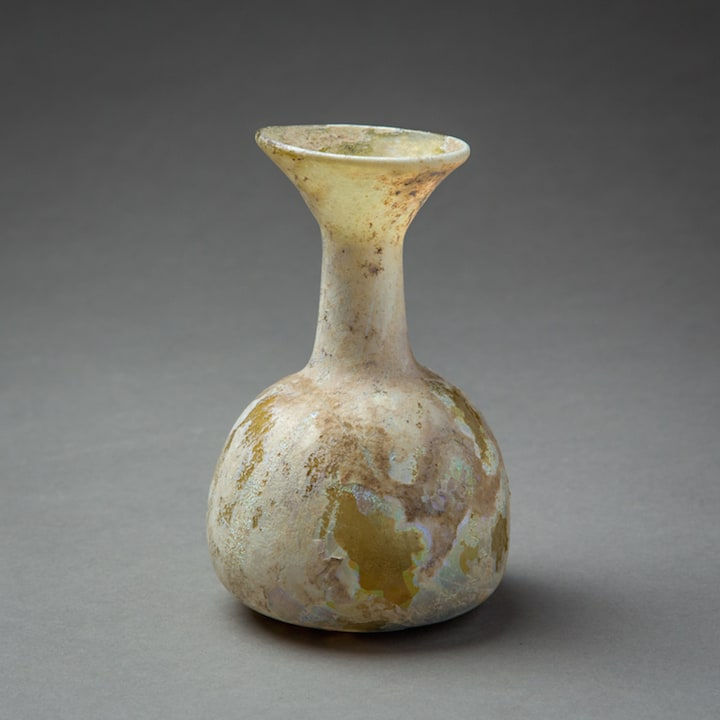 Roman Honey Glass Flask, 100 CE - 300 CE