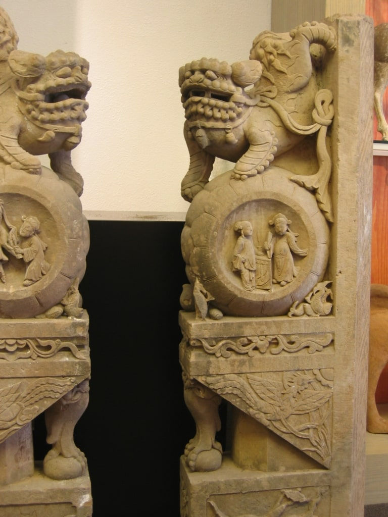 A Pair of Ming Dynasty Sandstone Lion Tiles, 1368 CE - 1644 CE