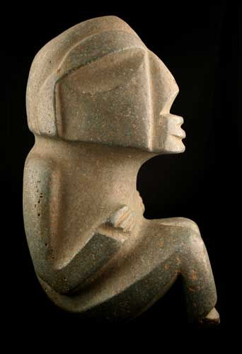 Mezcala Stone Sculpture of a Seated Man, 300 BCE - 300 CE