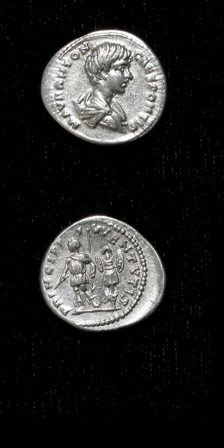 Silver Denarius of Caracalla Struck While Caesar, 196 CE - 198 CE
