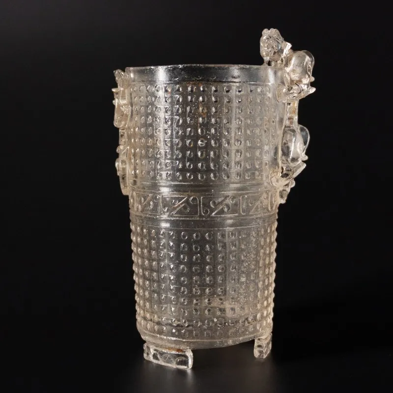 Cast glass beaker with tiger and studs, 1644-1912 CE