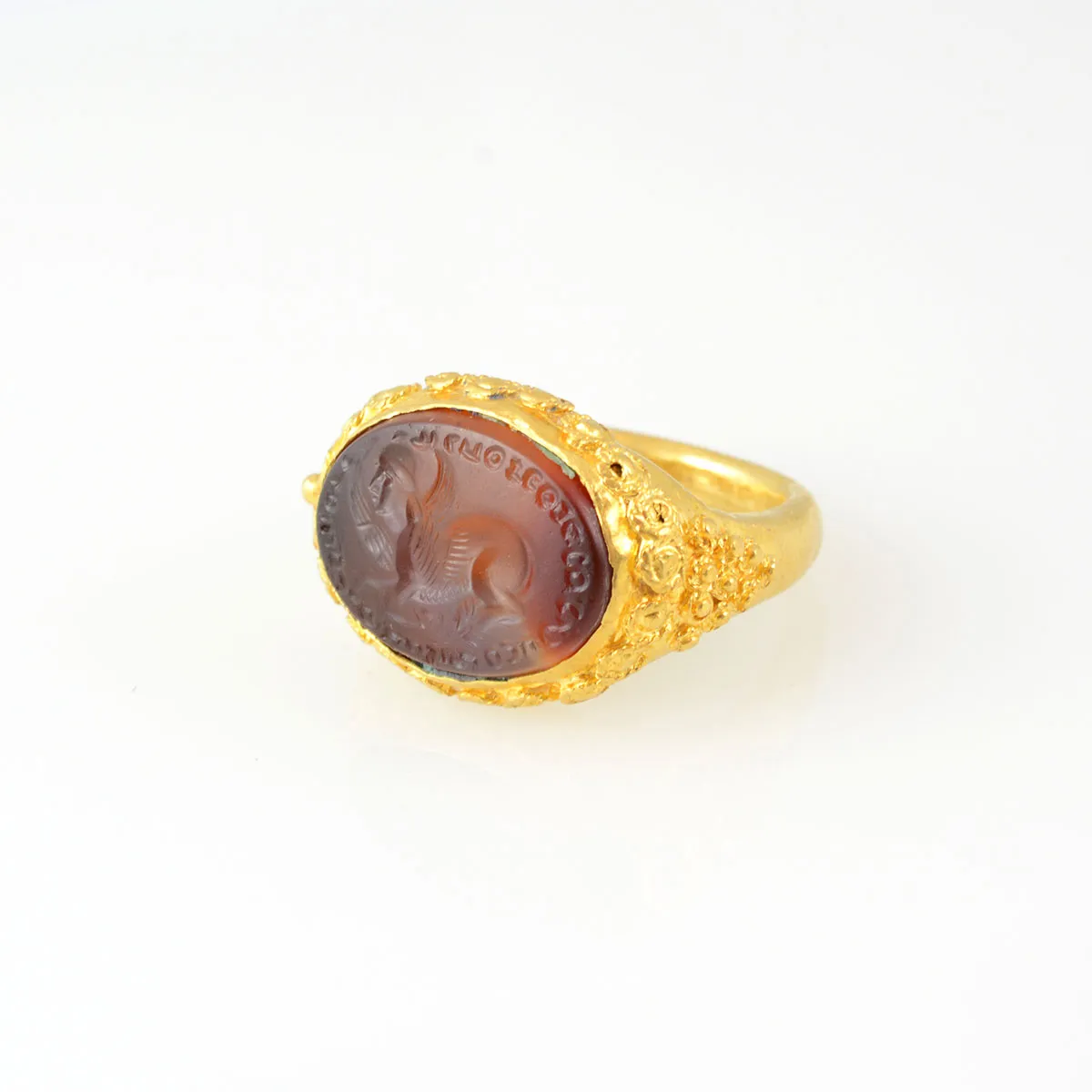 Parthian Gold Ring with a Carnelian Intaglio, 100 CE - 500 CE